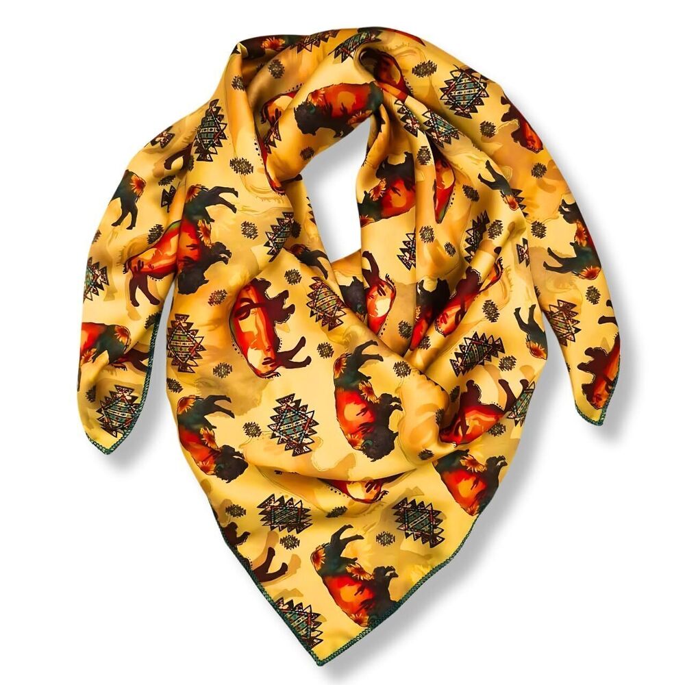 7824 Wild Rag Silk Scarf 36'', Western Cowboy Bandana Wild Rags,Square